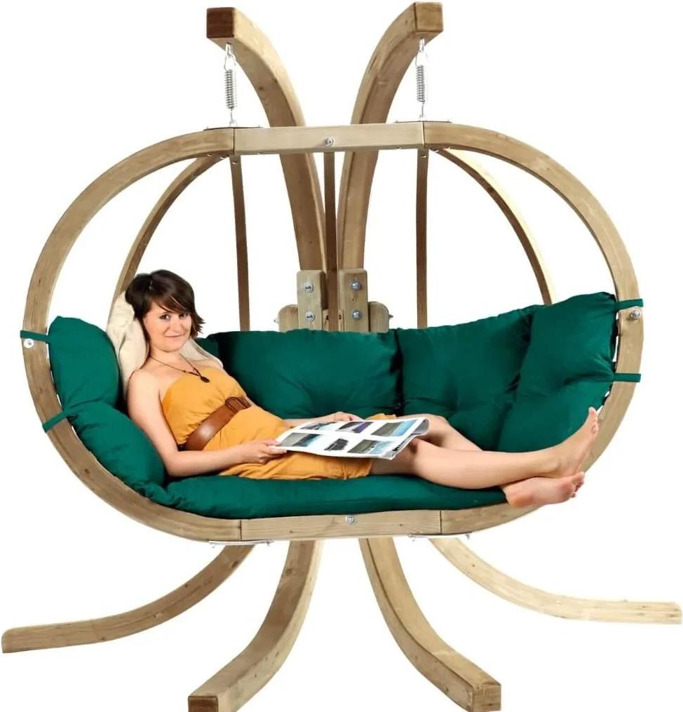 AMAZONAS Mehrpersonen Hängesessel Globo Royal Chair Verde inkl. Sitzkissen und zwei Spiralfedern
