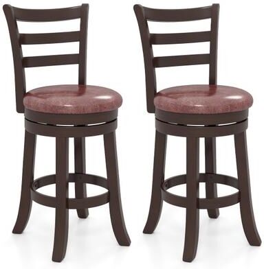 Costway Counter Height Swivel Barstools Set of 2 with Faux Leather Seat and Wrap-around Footrest-24