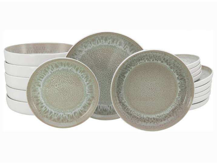OTTO home Teller-Set modernes Teller Set, Service Novalee (18-tlg), 6 Personen, Steinzeug, hohe Haltbarkeit, spülmaschinen- & mikrowellengeeignet, Reaktivglasur