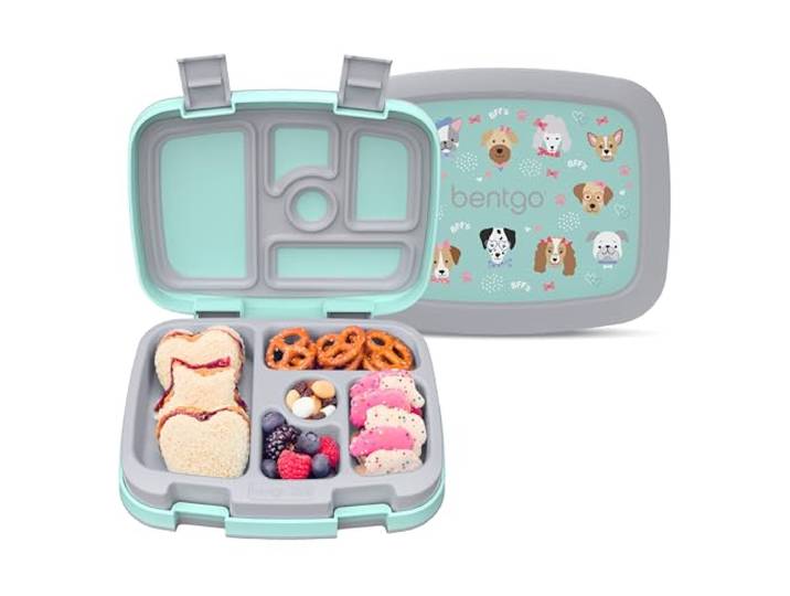 Bentgo Kids Prints Lunchbox für Kinder, auslaufsicher, 5 Fächer, Bento-Stil, ideale Portionsgrößen für Kinder von 3–7 Jahren, langlebig, sturzsicher, spülmaschinenfest, PFAS- und BPA-freie Materialien