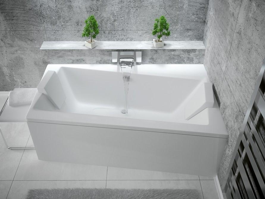 Badewanne INFINITY 170x110 mit Füßen , mit Siphon und Schürze rechte