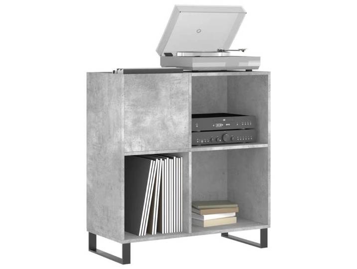 Range-vinyles - - Meuble vinyles - Bois ingénierie - Gris béton - 84 5x38x89 cm @71101