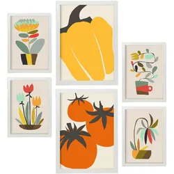 POSTER Set Mit 6 Wesentlichkeit In Blume Zusammenfassung A3 & A4 Weißer Rahmen