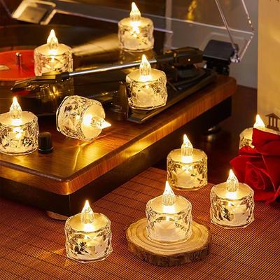 Inspired Living CrystalGlow Flameless LED Candle Transparent Crystal LED Candle Light For Romantic Home And Party Decor warm White 24 Pcs