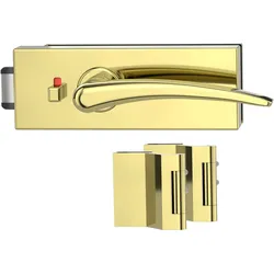 Griffwerk Glastürbeschlag PURISTO S mit Griff MARISA PROF smart2lock Flüster 3-tlg. Bänder MARISA Messing-Optik