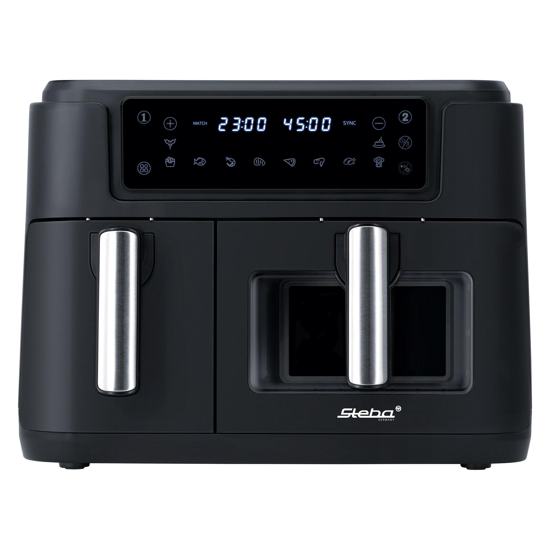 Steba Doppel-Hei?luftfritteuse HF 9500 DUO (schwarz, 2.400 Watt, Timer) (9.50 l) (269500)