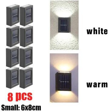 Uplifted Goods Solar LED Wall Lights For Outdoor Garden And Home 8pcs 2led white Light