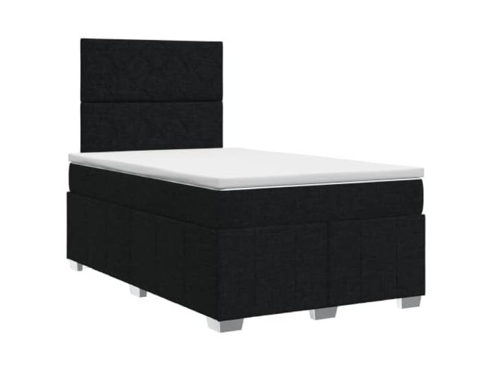 KTHLBRH Boxspringbett mit Matratze schwarz 120 x 190 cm Stoff Kopfteil verstellbar 78 – 88 cm, Taschenfedern, Reißverschluss, Struktur aus Holz