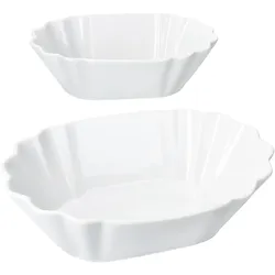 2x Fritta Pommesschale oval weiß Currywurst-Schale Servier-Teller Porzellan