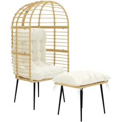 EIERSESSEL PE-Rattan Stahl Beige