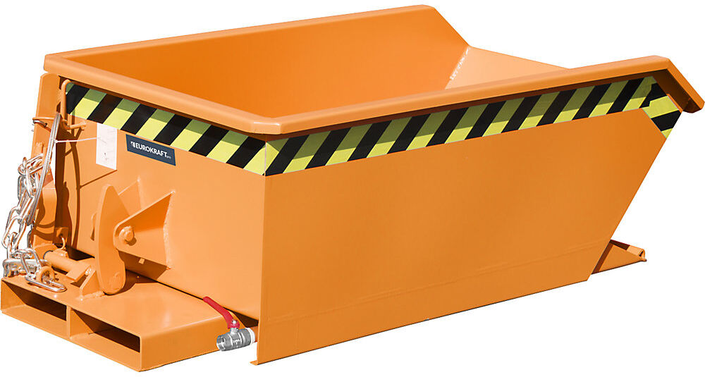 Mini-Späne-Kippbehälter, niedrige Bauhöhe, Volumen 0,23 m³, orange RAL 2000 eurokraft pro