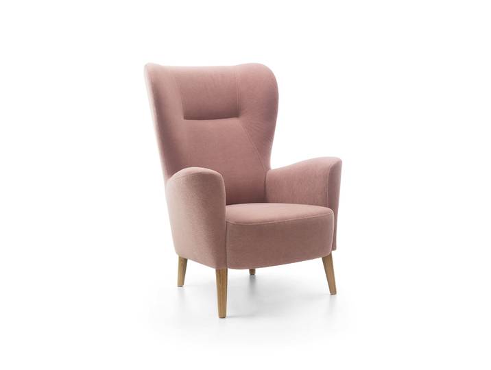 Masseno Polstersessel RYZE, Ohrensessel Klassisch Loungesessel ergonomisch, Velours-Stoff Rosa