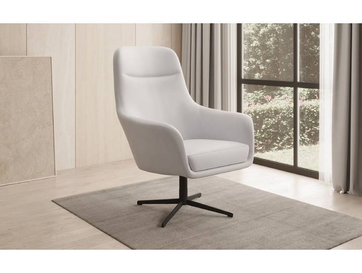 Designer Sessel Ren 360° Drehfunktion in Echtleder - Weiß - Echtleder - Luxusbetten24