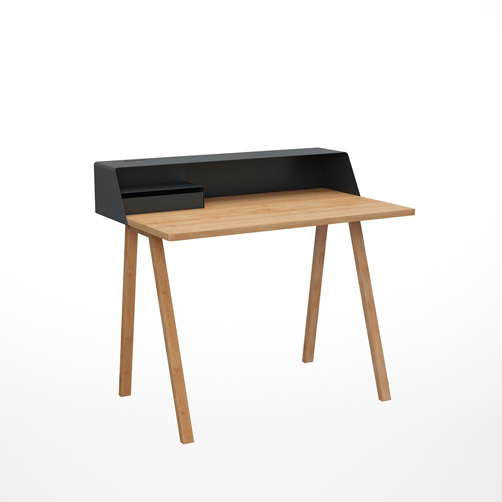 müller möbelfabrikation PS04 Sekretär - Eiche / anthrazitgrau PS04-E + PS04-86 + PS04-04 (QuickShip)
