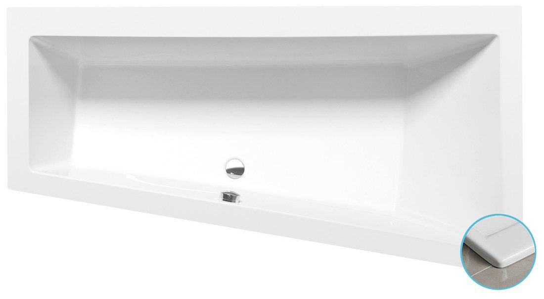 Polysan ANDRA R SLIM asymmetrische Badewanne 170x90x45cm, weiß