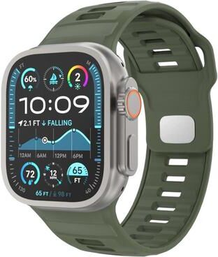 Everyday Crate Apple Watch Silicone Watch Band Checkered Reverse Buckle Adjustable Sport Strap army Green