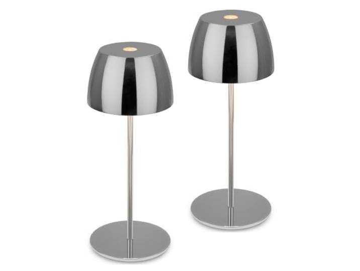 BRILONER - 2er Set Mini LED Tischlampe kabellos, IP44, Touch, Chromfarben