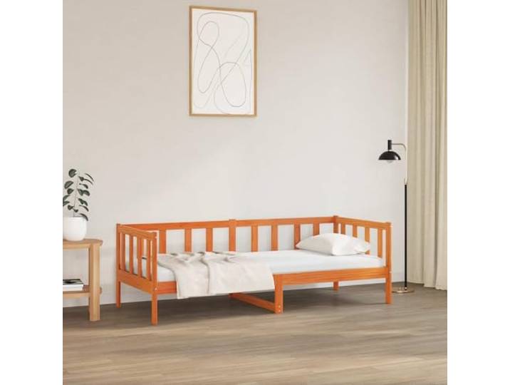 RJPLMFV Bettgestell, Kiefernholz, massiv, Braun, 80 x 200 cm Integrierte Lattenstruktur, ohne Lattenrost, minimalistisches Design, Montage erforderlich, einfache Wartung