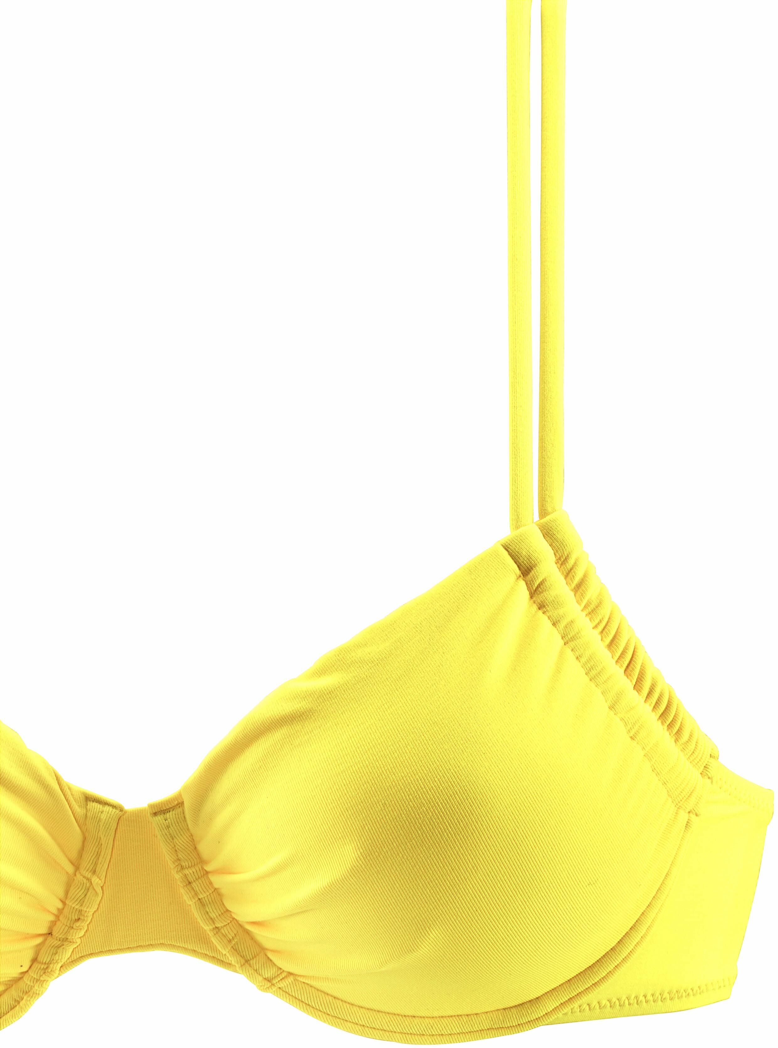 Bügel-Bikini-Top BUFFALO "Happy", Damen, Gr. 36, Cup C, gelb, Microfaser, Polyamid, unifarben, Bikini-Oberteile Bügel-Bikini-Top, seitlich zu raffen