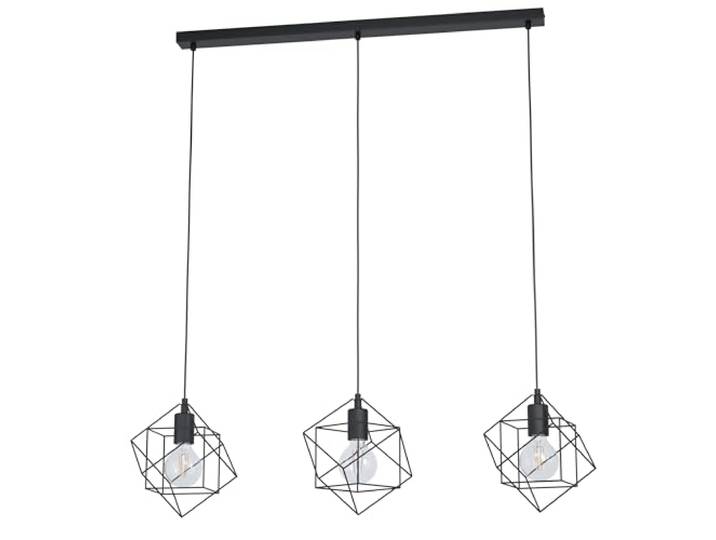 Eglo Suspension Straiton\, lampe suspendue vintage 3 flammes\, style industriel\, suspension en acier noir\, lampe pour table à manger\, lampe de salon suspendue avec douille E27\, L 90\,5 cm