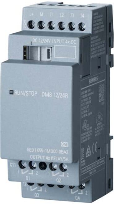 Siemens Indus.Sector LOGO!8 DM8 12/24R Module d’extension 4 E/S numériques/4 E/S analogiques 6ED1055-1MB00-0BA2 (6ED10551MB000BA2)