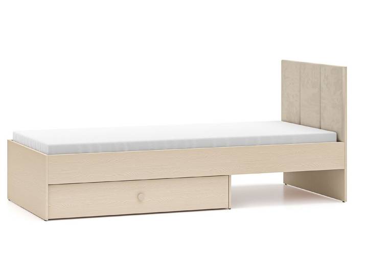Feldmann-Wohnen Einzelbett Mevel (mit Schublade, 1-tlg., moderne Optik, mit Schublade), 90x200 Wüstensand mit Schublade