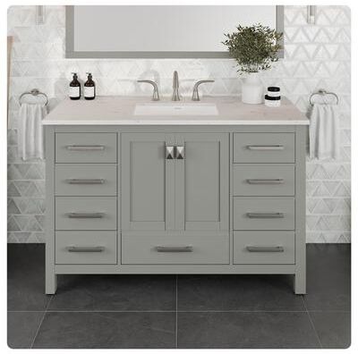 "Eviva Aberdeen 48""W Bath Vanity with White Carrara Quartz Top"