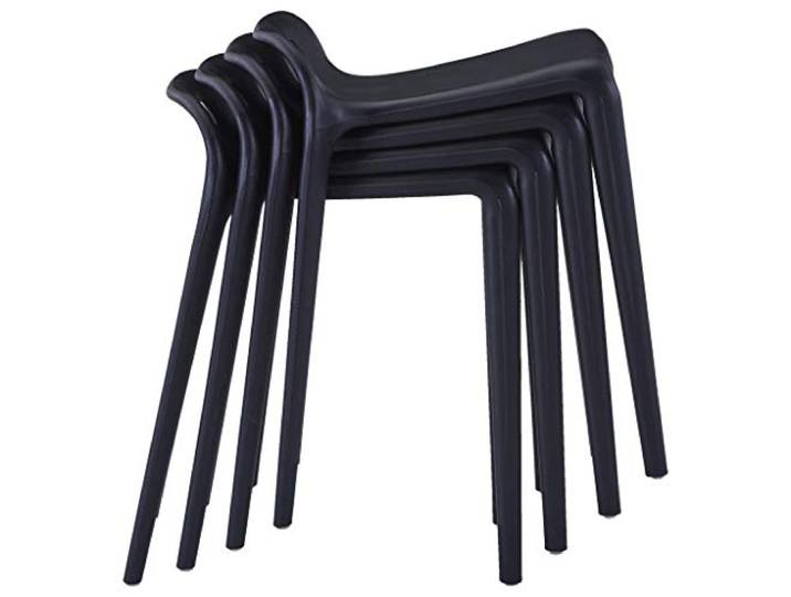 Stapelbare Hocker, 4 Stück, schwarz, Kunststoff, für Küche und Esszimmer Robuster Kunststoff, leicht zu reinigen, leicht zu bewegen, drinnen und draußen, Tragkraft 110 kg pro Sitz