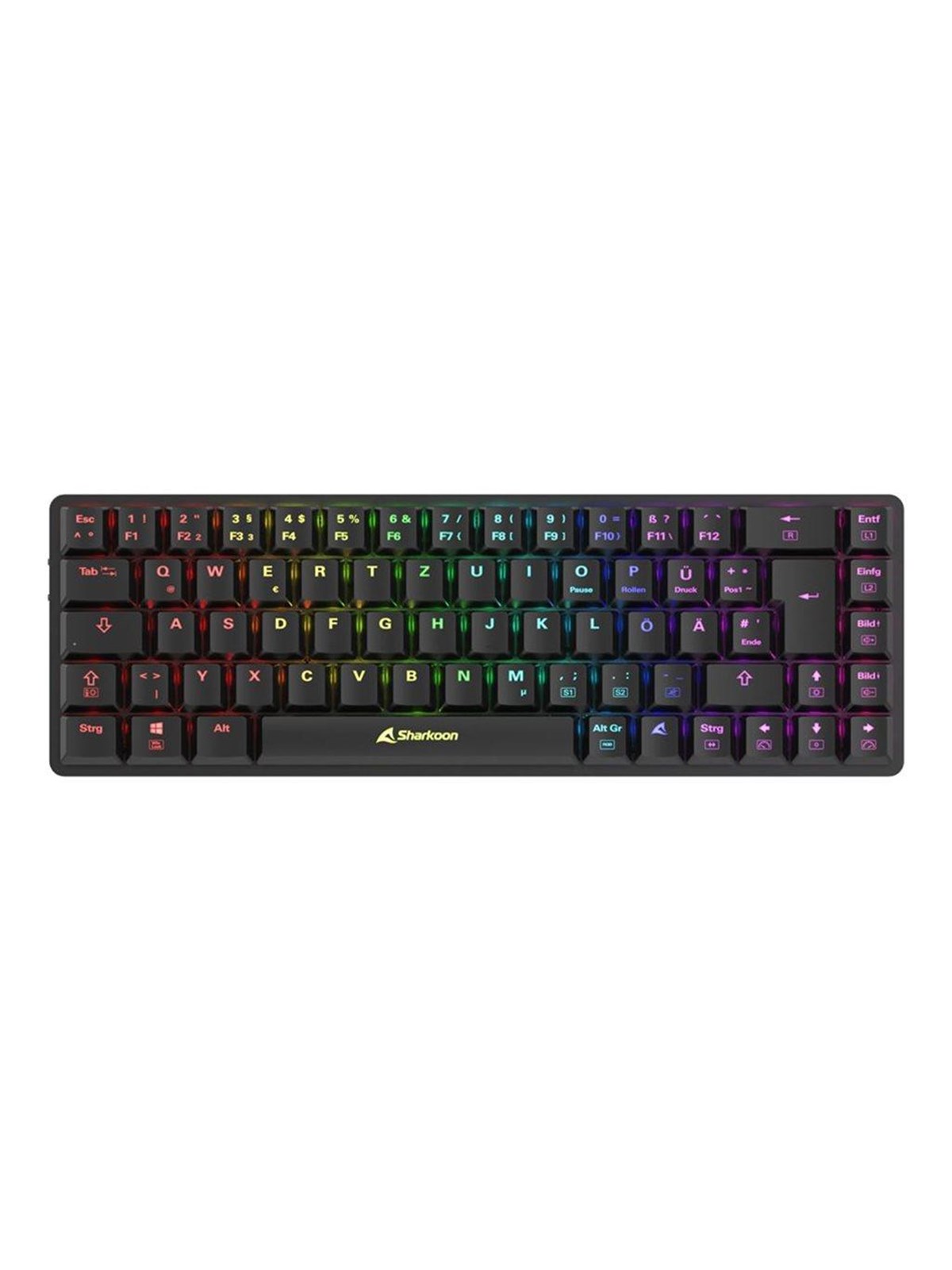 Sharkoon PureWriter W65 - keyboard - dual mode - 65% - QWERTZ - German - black Input Device - Gaming Tastatur - 65% - Deutsch - Schwarz