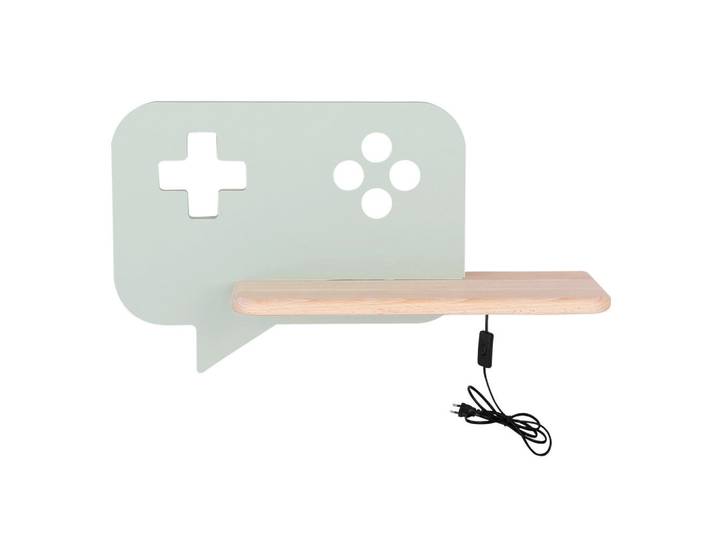 Kinderwandleuchte Console, Mintgrün, Holz, Metall, Eiche, 12x20x36 cm, RoHS, Europäischer Sicherheitsstandard, Schnurschalter, einfach zu transportieren, Lampen & Leuchten, Innenbeleuchtung, Kinderzimmerlampen, Kinderwandleuchten