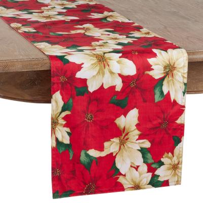 Saro Lifestyle Dining Table Runner With Poinsettia Design
