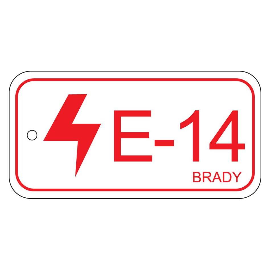 Brady B-7527, Polypropylen Schild, Energy Source Tag - Electrical/Elektrik, 75 x 38mm, Rot auf Wei (ENERGY TAG-E-14-75X38MM-PP/25)