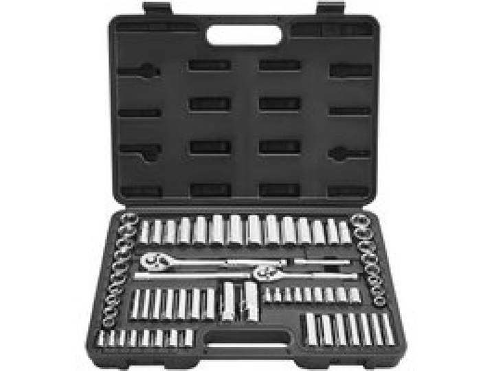 VEVOR Steckschlüsselsatz 69-tlg. 9,5 & 6,4 mm Antriebssteckschlüssel und Ratschensatz, SAE und metrisch, tief und Standard, mit Zubehör und Aufbewahrungskoffer, CR-V-Legierungsstahl
