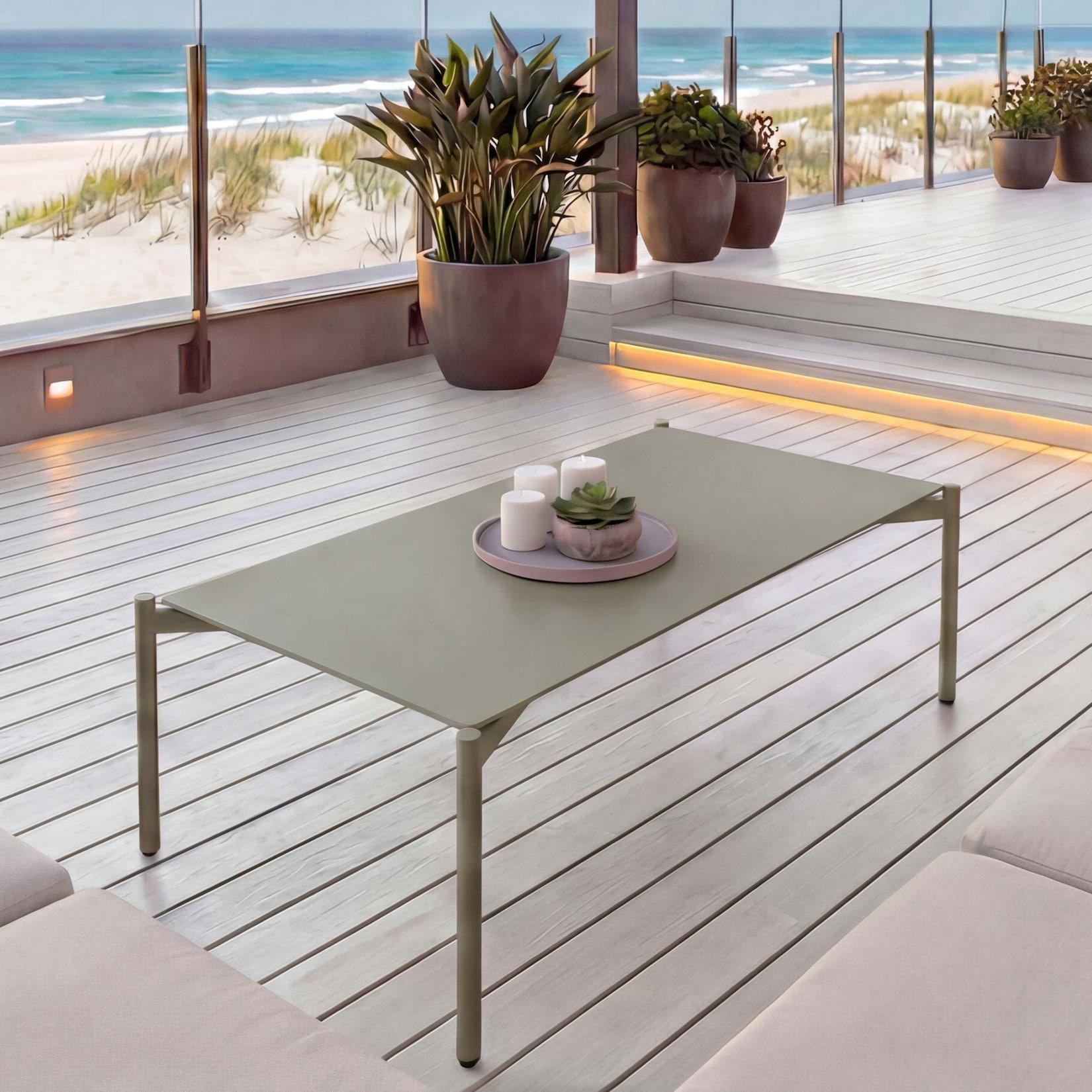Aluminium-Gartentisch MCW-O11, Outdoor Kaffetisch Tisch Balkontisch, 105x65cm ~ hellgrün