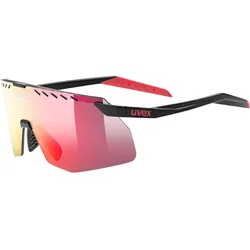 Uvex, Unisex, Sportbrille, pace stage small (black matt (red)*, Mirror Red), Rot, Schwarz