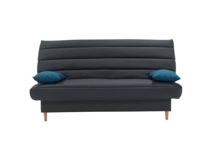 Banquette clic clac 3 places - Tissu anthracite - Style scandinave - L 190 x P92 cm - LIV