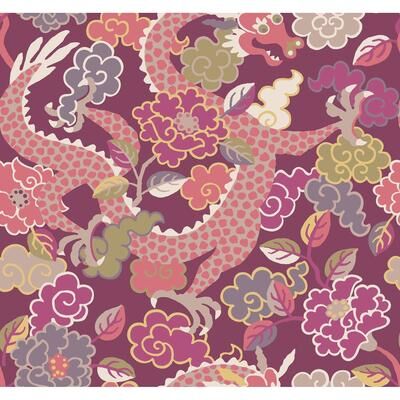 A-Street Prints Yanci Plum Dragon Wallpaper
