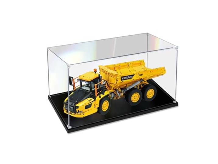 Acryl-Vitrine Box kompatibel mit Le-go 42114 Gelenkanhängermodell, staubdichte Box, transparente Box, Displaybox (nur Vitrine) (schwarze Basis 3 mm)