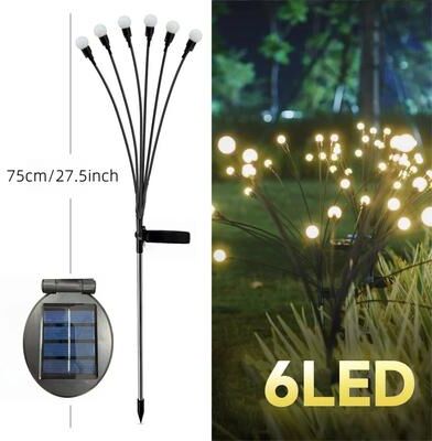 Uplift Picks Outdoor Solar Firefly Garden Lights Create Swaying Glow Every Night Naturally warm (6 Led) 1 Pc