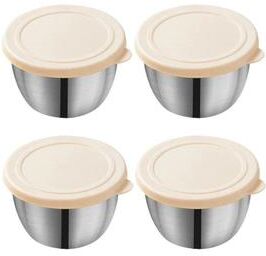 Uplift Treasures Stainless Steel Sauce Cup With Lid Portable Container off white 6pcs