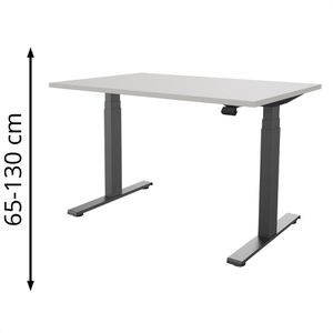 fm-Büromöbel Schreibtisch fouraction lichtgrau / anthrazit, elektrisch höhenverstellbar, 120 x 65-130 x 80 cm