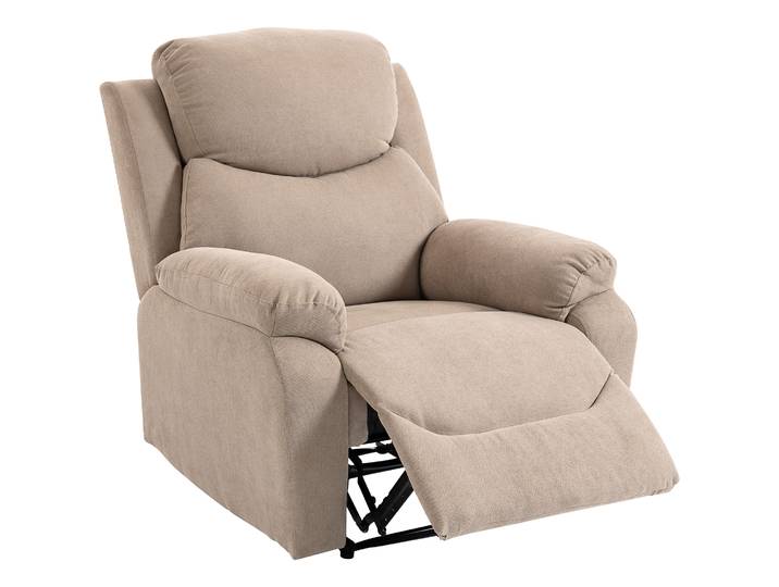HOMCOM Handmatige relaxfauteuil, moderne fauteuil in linnenlook-stof met dikke vulling, gewatteerde armleuningen en voetensteun, Beige