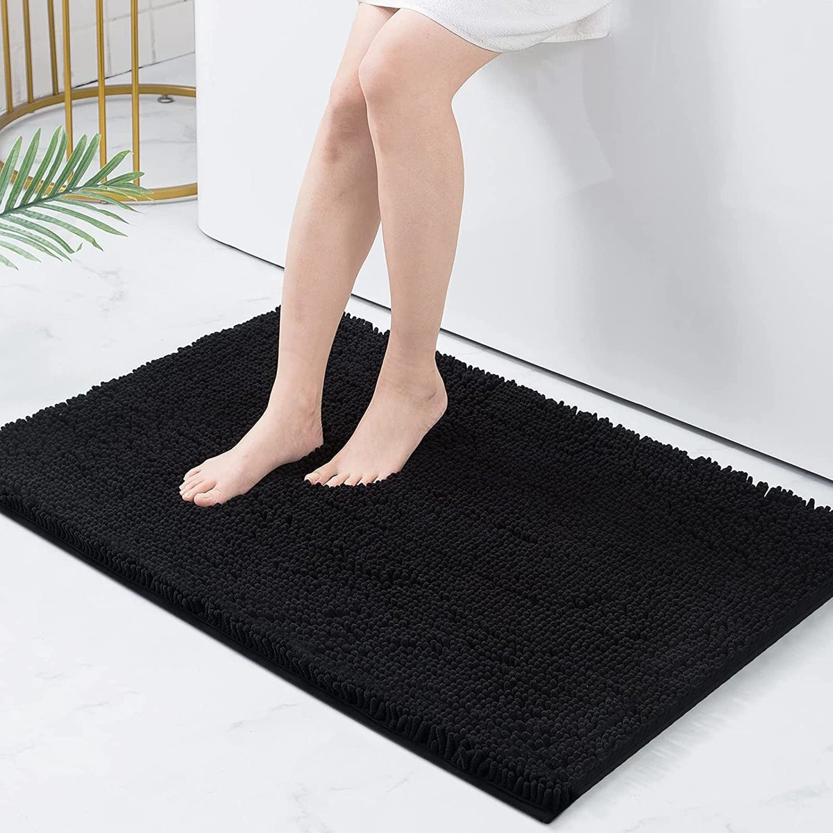 Ibenzoa Zachte en Antislip Microvezel Badmat - Zwart - 60 x 90 cm
