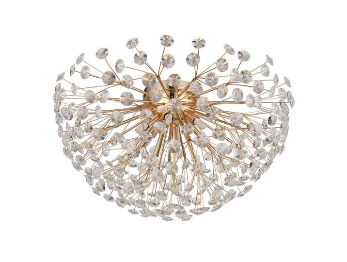 Globo Kristall-Deckenleuchte, Klar, Goldfarben, Metall, Glas, F, 32.5 cm, CE, Lampen & Leuchten, Innenbeleuchtung, Kronleuchter