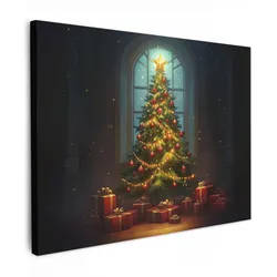 LEINWANDBILD Weihnachtsbaum - Geschenk - Winter Wandbilder 80x60 cm