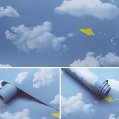 Inspire Curations Blue Sky 3D Peel And Stick Wall Mural blue Sky Cloud 60cmx200cm