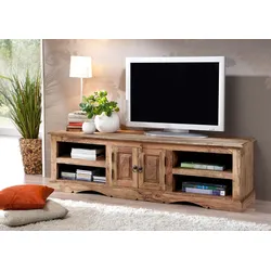 TV-Board Sheesham 150x45x45 grau geölt LEEDS #48
