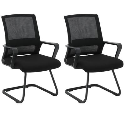 ZIK Besucherstuhl Set x2 mit Armlehnen für Meeting Warteraum Schwarz Stoff Bürostühle 59x49x91 cm