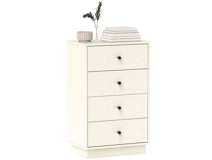 ComfortXL Komoode De-12876 4 Schubladen, modern Creme, 47x75x29 cm, Kleinmöbel, Kommoden, Kommoden