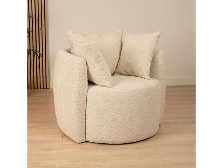 Livin24 Fauteuil tissu bouclé teddy Ruby taupe